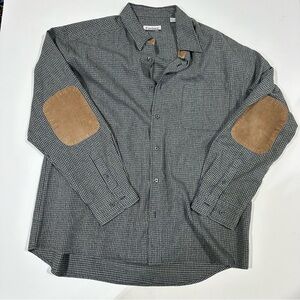 Vintage Firethorn Silver Wool Blend With Leather Trim Blue Button Down size XL
